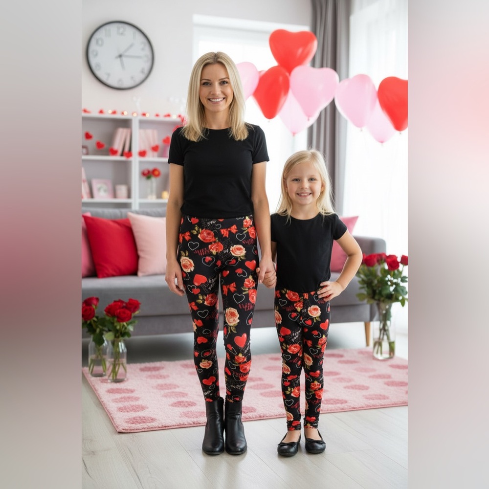 ❤️OS NEW Womens Valentines Day Heart Be Mine Love Leggings, Soft Yoga Pants - Picture 6 of 11